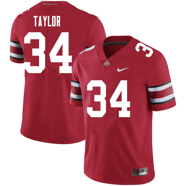 Men #34 Alec Taylor Ohio State Buckeyes College Football Jerseys Sale-Red